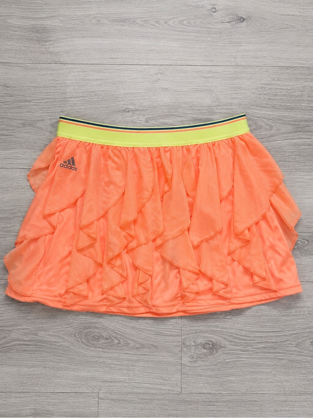 Adidas Climacool G Frilly Neon Orange Tennis Skirt with Contrast Waistband Skort - Picture 2 of 3